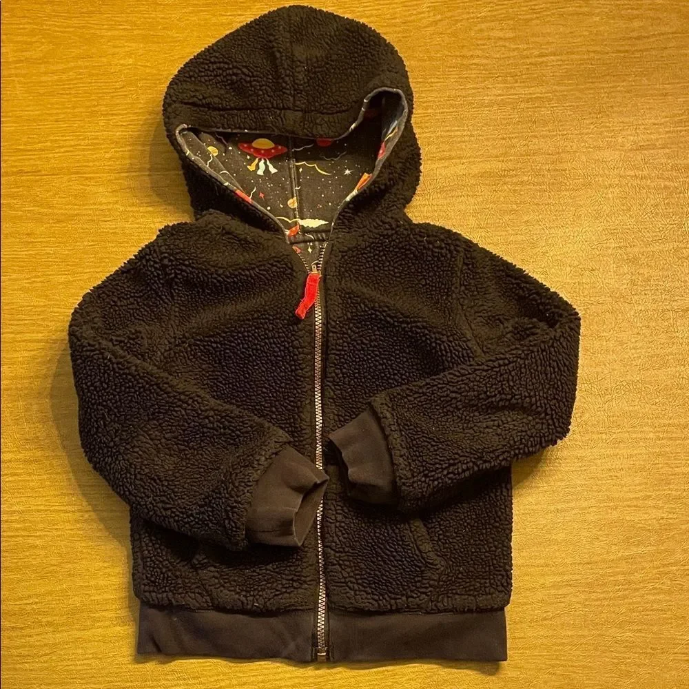 Land’s End Reversible Kids Space-Themed fleece Hoodie size XS 4-5